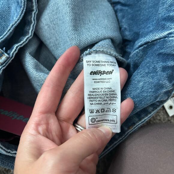 NWT Edikted Denim Pleated Low Rise Micro Mini Skort Sz M 90s y2k - Picture 8 of 9